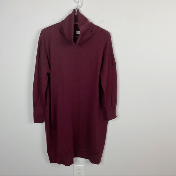 Celtic & Co. Slouchy Fine Knit Turtleneck Dress Damson Burgundy Size Small - Picture 2 of 9